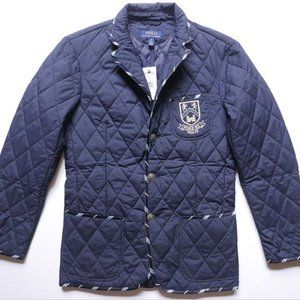 Polo Ralph Lauren Blazer Oxford Club Navy Quilted Sportcoat Jacket Crest